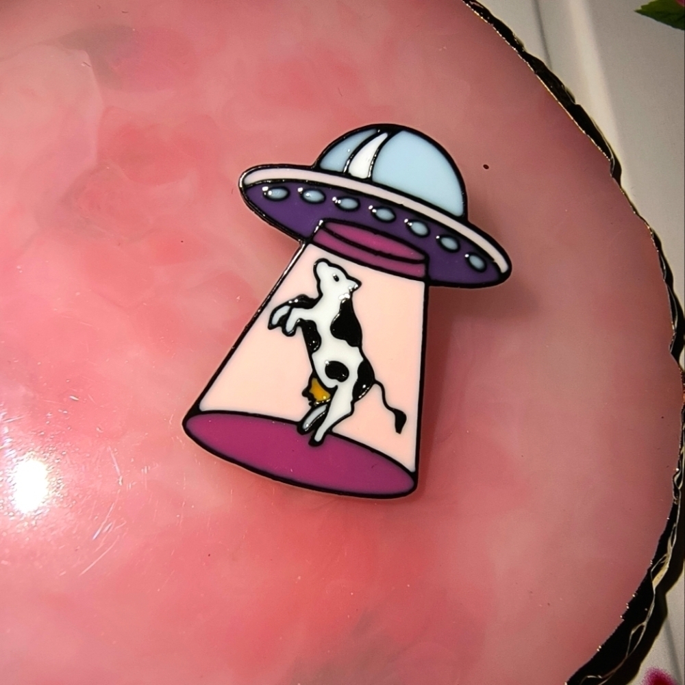 UFO Cow Enamel Pin